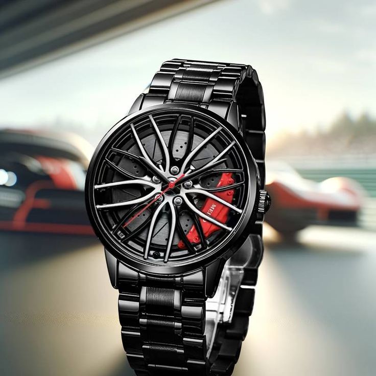 Men's 3D Car Wheel Rotating Watch ⏱️ | ساعة رجالي بتصميم جنوط 3D