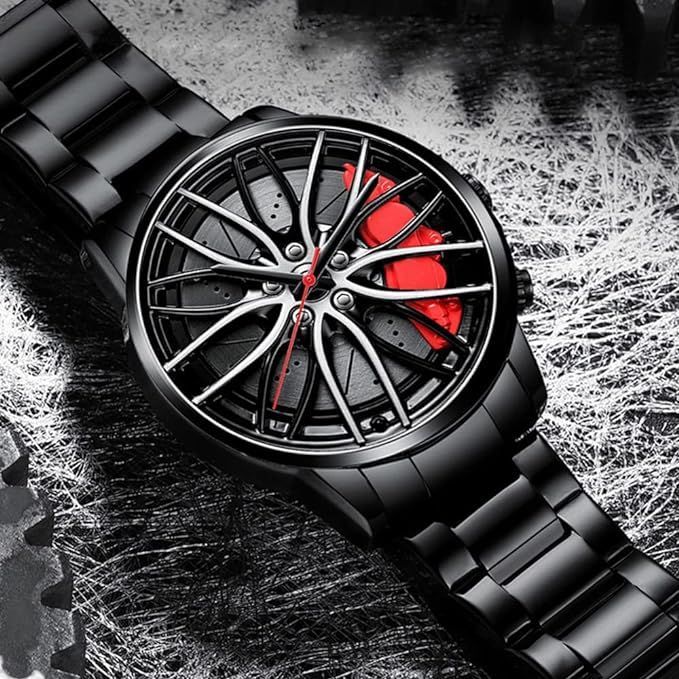 Men's 3D Car Wheel Rotating Watch ⏱️ | ساعة رجالي بتصميم جنوط 3D